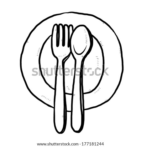 Spoon Fork Dish Cartoo...
