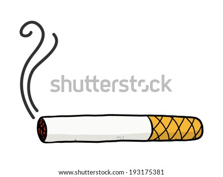 cigarette and smoke / cartoon vector and illustration, hand drawn style ...