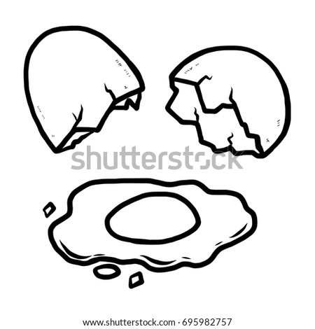 Cracked Egg Cartoon Vector Illustration Black Stock Vector 695982757 ...