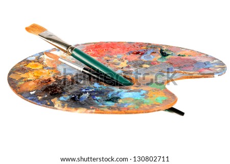Artist Palette Laying Down On White Background Artist Palette Laying Down On White Background