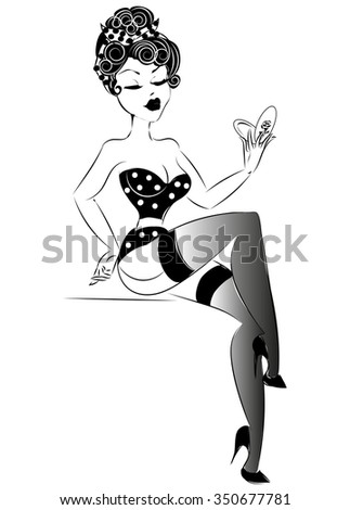 Sexy Pinup Girl Lingerie Vector Illustration Stock Vector 350677781 ...