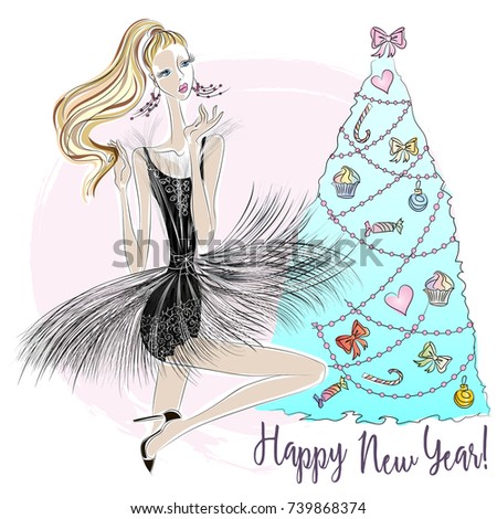 fashion illustration happy new year happy new year 2018 greeting stock vector 739868374 fashion illustration happy new year happy new year 2018 greeting stock vector 739868374
