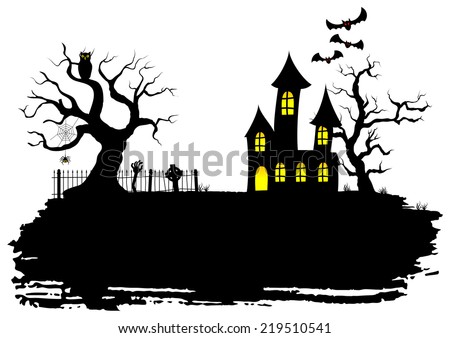 Haunted house silhouette art project Haunted house silhouette art project