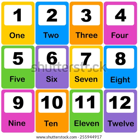 Printable Number Learning Cards Preschool Kindergarten Stock Vector ...