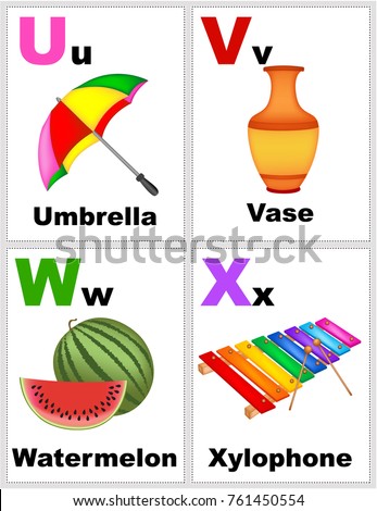 alphabet printable flashcards collection with letter u v w x
