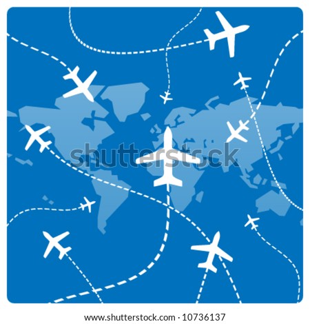 Air Travel Airplanes On Their Destination Stock Vector 98051525 ...