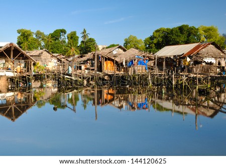 Slums on Water in Philippines - stock photo