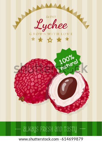 Vector poster with a lychee. Vector illustration for your design