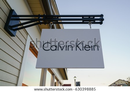 WOODBURY, NEW YORK - OCT 26 : Calvin Klein storyboard at Woodbury Common Premium Outlet on Oct 26, 2016 in Woodbury, New York, USA.