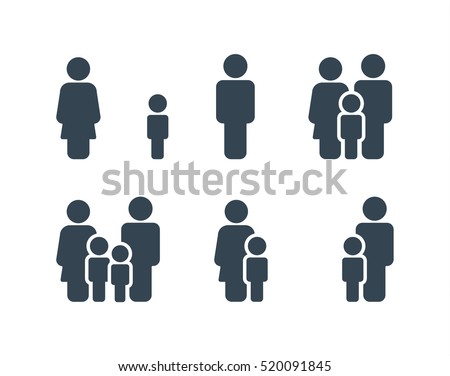 Family Icons Set. Vector . Flat Sign for using in the App, UI, Art, Logo, Web.