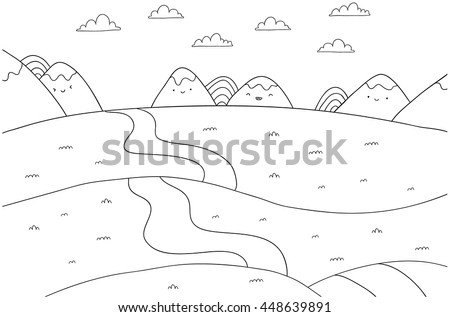 Download Cute Cartoon Meadow Mountain Bunny River Stock Vector ...