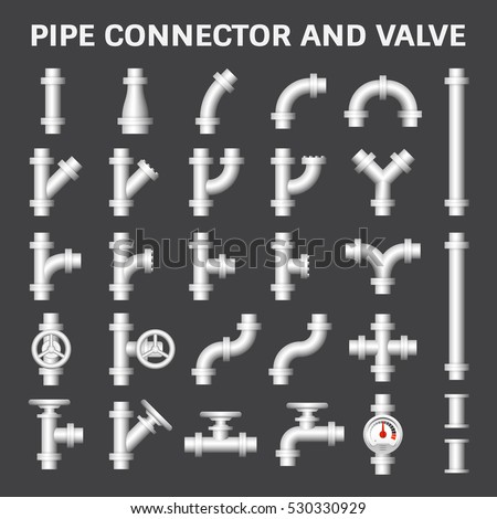 Vector Icon Of Steel Pipe Connector And Valve For Plumbing Work Vector Icon Of Steel Pipe Connector And Valve For Plumbing Work