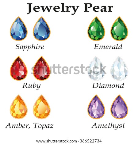 Jewelery Set Faceting Pear Diamond Emerald Stock Illustration 366522734 ...