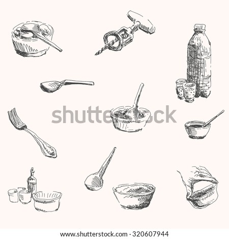 Restaurant Kitchenware kitchenware cooking tool set spoon fork stock vector 320607944 Restaurant Kitchenware kitchenware cooking tool set spoon fork stock vector 320607944