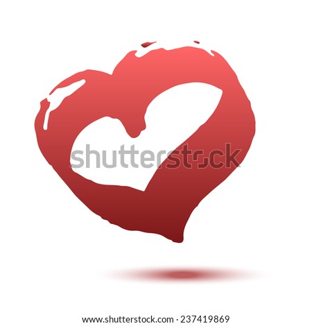 Handwritten Red Heart Vector Stock Vector 159457889 - Shutterstock