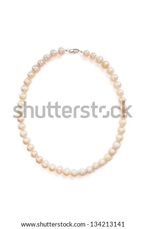 Pink pearl necklace isolated over white