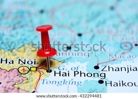 Hai Phong pinned on a map of Vietnam