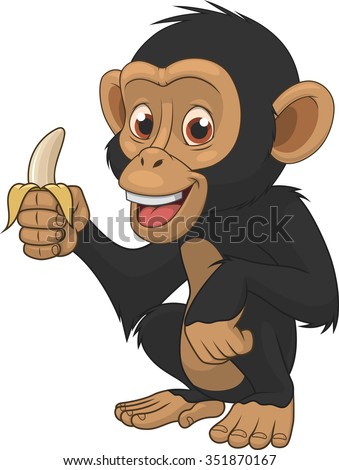Vector Illustration Funny Chimpanzee On White Stock Vector 351870167