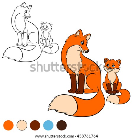 Coloring Page Color Fox Mother Stock Vector 438761764 Cute Baby