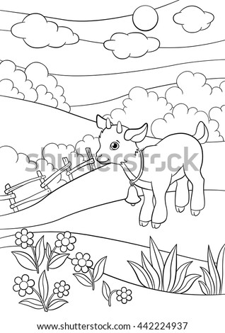 coloring pages farm animals little cute goatling stands on the field smiles he - Coloring Pages Farm coloring pages farm animals little cute goatling stands on the field smiles he - Coloring Pages Farm