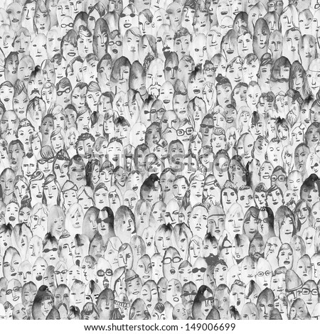 Seamless Crowd People Illustration Stock Illustration 148071047