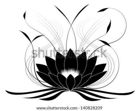 Black White Lotus Flower Drawing Stock Images Royalty