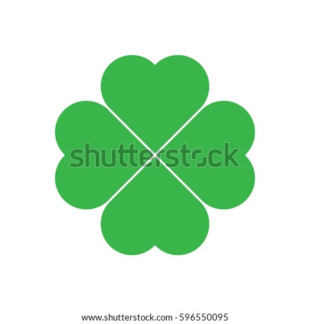 Shamrock - green four leaf clover icon. Good luck theme design element. Simple geometrical shape vector illustration.