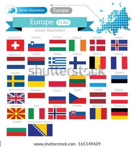 Official List All European Country Flags Stock Vector 15007249 ...