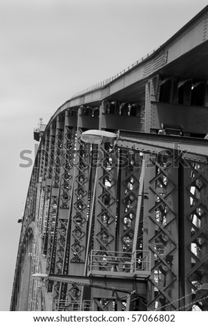 Harbour bridge metal construction fragment crop of arch bow element