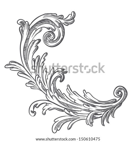 Vintage Baroque Frame Scroll Ornament Engraving Stock Vector 330952064 ...