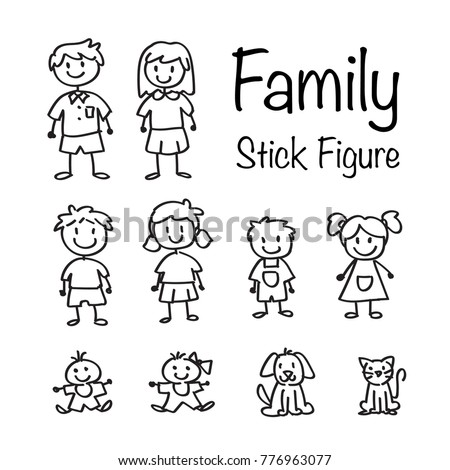 Download Family Stick Figure Doodle Set Stock Vector 776963077 - Shutterstock