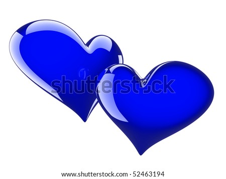 Two Glossy Blue Hearts Isolated On Stock Illustration 69292372 ...