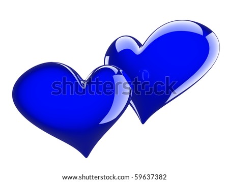 Two Glossy Blue Hearts Isolated On Stock Illustration 69292372 ...