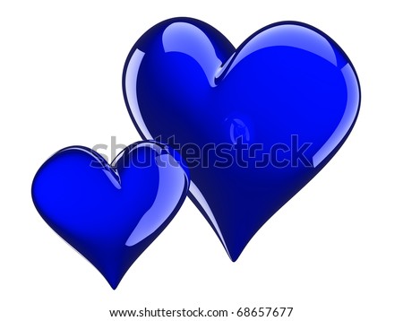 Two Glossy Blue Hearts Isolated On Stock Illustration 69292372 ...