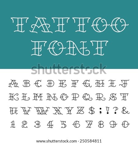 Traditional Tattoo Font Numbers | tattoo font vintage style alphabet letters stock vector Traditional Tattoo Font Numbers | tattoo font vintage style alphabet letters stock vector