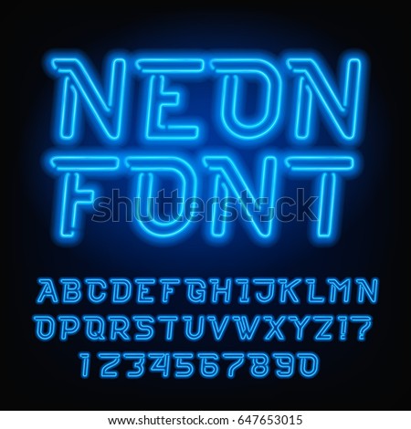 Neon Script Hand Drawn Alphabet Font Stock Vector 414008041 - Shutterstock