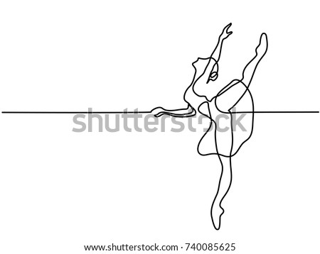 Continuous Line Art Drawing. Ballet Dancer ballerina. Vector Illustration
