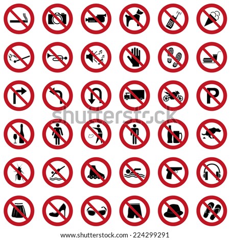 prohibitory signs - stock vector