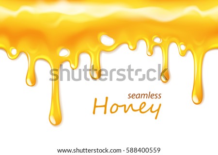 Seamless dripping honey repeatable isolated on white, vector art and illustration.