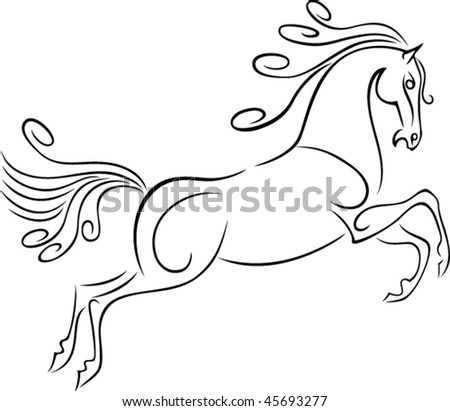 Outline Silhouette Running Horse Stock Vector 45693277 - Shutterstock