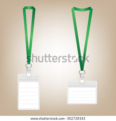 Lanyard Name Tag Holder Badge Templates Stock Vector 302728103 Shutterstock Lanyard Name Badge Template