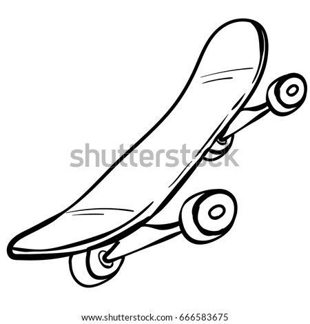 Skateboard Hand Drawn Sketch Stock Vector 666583693 - Shutterstock