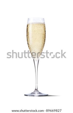 Glass of champagne isolated on white background