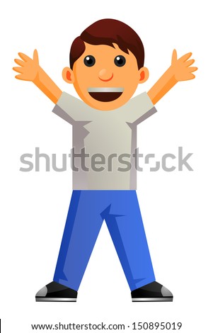 Little Boy Cartoon Standing Arms Wide Stock Vector 150895019 - Shutterstock