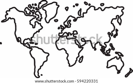 freehand world map sketch on white stock vector 594220331 shutterstock