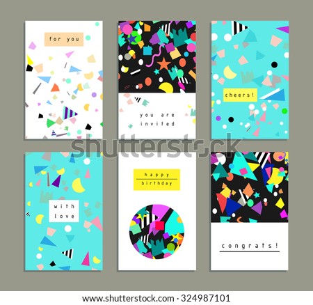 Collection Party Cards Invitations Birthday Backgrounds Stock Vector
