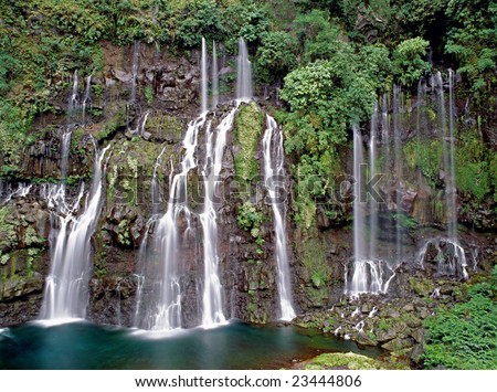 Famous Waterfall On Reunion Island Sunny Stock Photo 