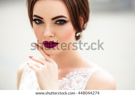 Gorgeous Bride Fashion Makeup Hairstyle Luxury Stock Photo 