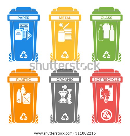 Vector Various Colors Separated Recycle Waste Lager-vektor 270708146 ...