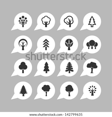 Botany symbols. Tree icon set. by Maksym Sokolov, via Shutterstock ...